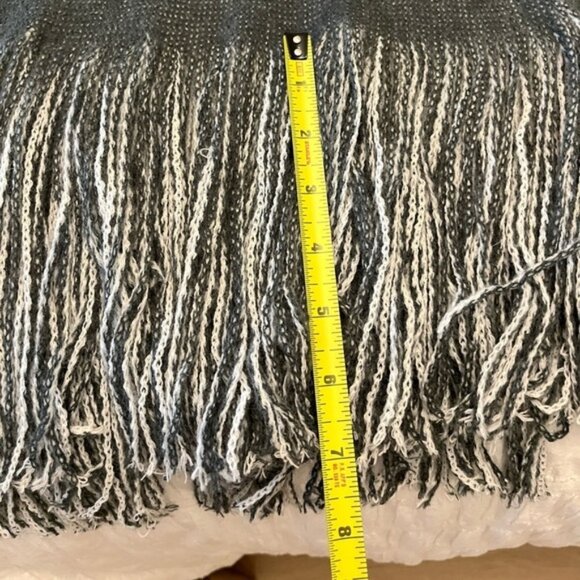 MOMENT BY MOMENT Shawl Wrap Oversize Cozy Scarf Charcoal Grey Long Fringe - Picture 7 of 10